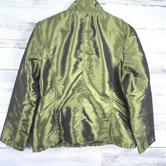 Chico's Chartreuse Green Lightweight Jacket Top Pockets Full Zip Coat Sz 1/US 8 - Picture 2 of 15